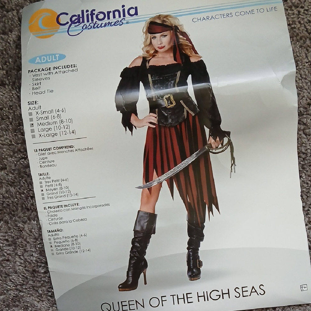 California Costumes Pirate Queen Adult Costume - Black and Burgundy